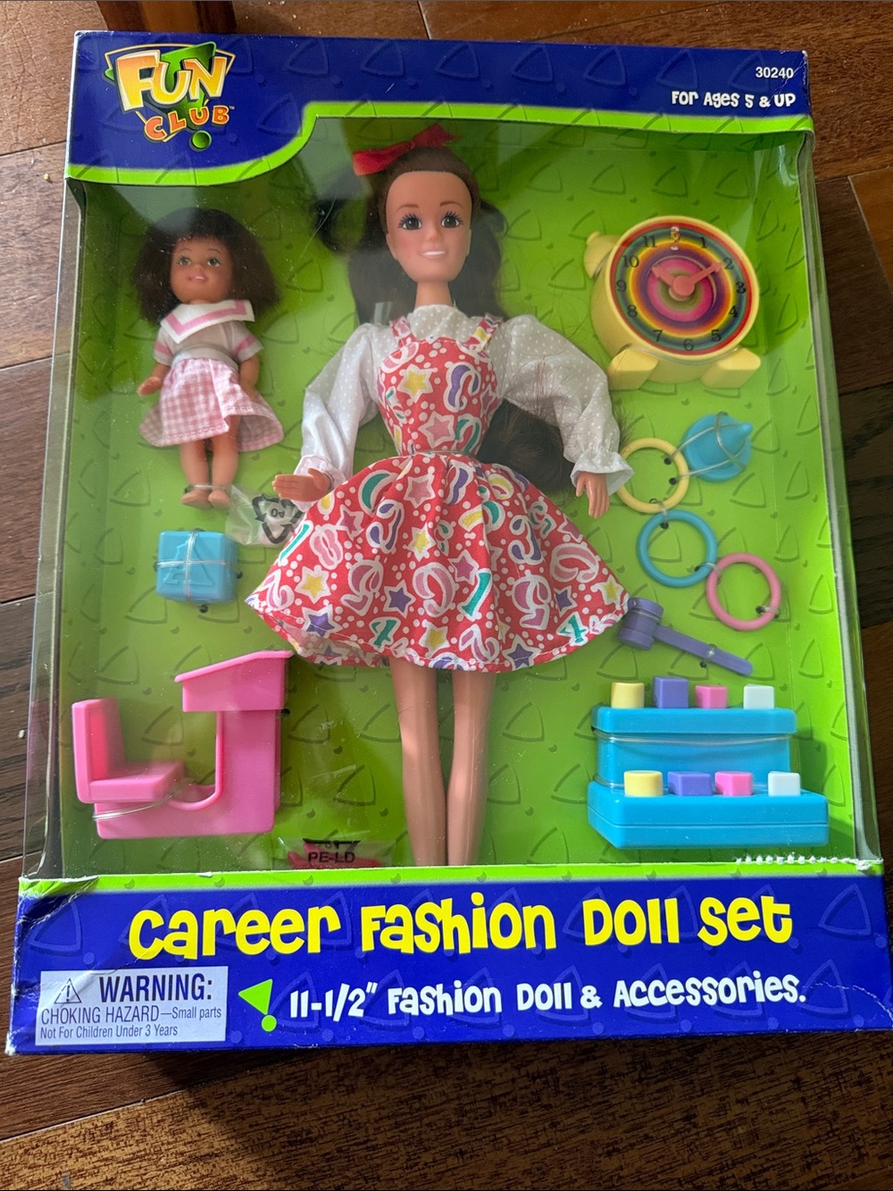 Fun Club Pink Patterned Dress Fashion Doll Set